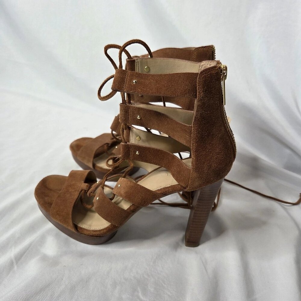 Michael Kors Women's Size 8 Sofia Gladiator Heels Brown Suede - Picture 13 of 15
